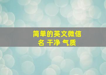 简单的英文微信名 干净 气质